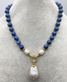 Handmade Necklaces Beads, Baroque Pearl Pendant, Pearl Jewelry Design, Beaded Jewelry Necklaces, Pearl Necklace Designs, Beaded Necklace Designs, Blue Lapis Lazuli, Baroque Pearl Necklace, Blue Lapis