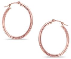 Zales 2.0 x 25mm Hoop Earrings in 14K Rose Gold Formal Rose Gold Hoop Earrings With Polished Finish, Rose Gold Shiny Hoop Earrings, Modern Hypoallergenic Rose Gold Hoop Earrings, Rose Gold Hoop Earrings With Shiny Finish, Hypoallergenic Rose Gold Hoop Earrings, Adjustable Rose Gold Hoop Earrings, Minimalist Rose Gold Hoop Earrings With Polished Finish, Rose Gold Hoop Earrings Shiny Finish, Rose Gold Hoop Earrings With Polished Finish