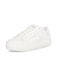 PRICES MAY VARY. Steve Madden Women's lace-up sneaker Star embellishment detail on side 1 inch platform bottom Synthetic sole, fabric and synthetic lining Platform Tennis Shoes, White Platform Sneakers, Steve Madden Sneakers, White Tennis Shoes, White Sneakers Women, Starling, Best Sneakers, Platform Sneakers, Fashion Sneakers