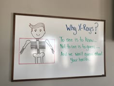 Physical Therapy Humor, Chiropractic Office Decor, Chiropractic Humor, Chiro Office, Chiropractic Art, Chiropractic Office Design, Whiteboard Ideas, Office Boards, Chiropractic Quotes