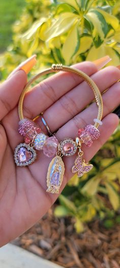 Two color options Stainless steel 18K gold plated Latina Bracelets, Pink Virgin Mary, Handmade Jewellery Ideas, Luxury Birthday Gifts, Dope Jewelry Accessories, Saint Jude, Crystal Bead Jewelry, Pretty Jewelry Necklaces, Mexican Jewelry