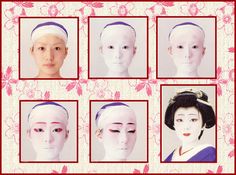 an image of women's faces with different hairstyles and make - up