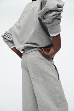 BARREL-LEG JOGGERS - GREY MÉLANGE - COS Brown Joggers, Matching Sweatshirts, Shape Wear, Accessories Bags Shoes, Denim T Shirt, Grey Joggers, Skirt Co Ord, Vest Shirt, Pesticides