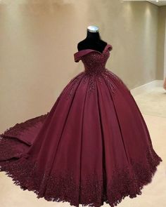 burgundy ball gown quinceanera dresses lace off the shoulder Red Quince Dress, Prom Ball Gown Dresses, Burgundy Ball Gown, Burgundy Quinceanera Dresses, Ball Gown Quinceanera Dresses, Quinceañera Dresses, Burgundy Gown, Burgundy Evening Dress, Burgundy Prom