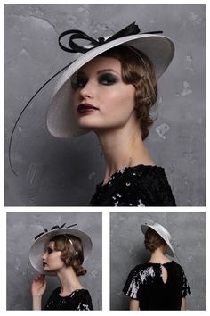 Elegant White Derby Hat With Feather & Bow Exclusive Ladies Headwear by DIVA HATS. Women head accessories for weddings, routs, parties, derby. Ready-to-wear hats that respond to all the latest trends in fashion. Look at your very best, this charming derby hat glorifies your personality and enhances the positivity of your etiquette on all occasions. Whether you are attending a wedding reception, Kentucky derby or visiting any other formal or informal event, it accentuates your style an.. Classic Party Hat With Flat Brim, Elegant Flat Brim Formal Hat, Classic Top Hat With Flat Brim For Party, Elegant Fitted Top Hat With Flat Brim, Elegant Mini Hat With Flat Brim For Formal Events, Elegant Mini Hat With Flat Brim For Formal Occasions, Elegant Flat Brim Costume Hats And Headpieces For Formal, Elegant High Crown Hats For Formal Occasions, Elegant Flat Brim Costume Hats For Formal Occasions