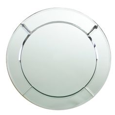 a round glass mirror on a white background