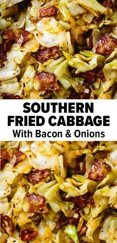 an image of southern fried cabbage with bacon and onions