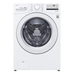 the front view of a washing machine with its door open, on a white background