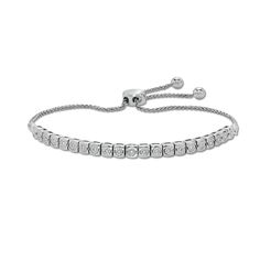 You’ll adore the sparkling and elegant look of this diamond line bolo bracelet. 10K white gold Features a row of 1/20 ct. diamonds, each shimmering in a square-shaped setting 1 ct. t.w. of diamonds 9.0-inch adjustable wheat chain bracelet; bolo clasp Dazzling Adjustable White Gold Tennis Bracelet, Adjustable Dazzling White Gold Tennis Bracelet, Adjustable Diamond White Tennis Bracelet, Adjustable Dazzling Sterling Silver Diamond Bracelet, Adjustable Dazzling Diamond Cut Bracelet, Adjustable Sterling Silver Dazzling Diamond Bracelet, Adjustable Silver Diamond Bracelet, Everyday White Gold Diamond Cut Bracelet, Adjustable Diamond Cut Sterling Silver Tennis Bracelet