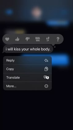 the text message is being displayed on an iphone's screen, and it appears to be reading i will kiss your whole body