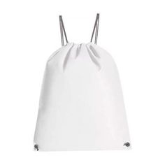 a white bag with two metal handles on the front and back ends, sitting against a white background