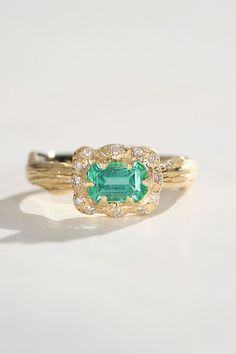 Logan Hollowell Exclusive Pinky Ring Heirloom Emerald Cut Ring With Single Cut Diamonds, Heirloom Emerald-cut Ring With Single Cut Diamonds, Exquisite Green Emerald Ring With Pave Setting, Yellow Gold Emerald Cluster Ring With Center Stone, Green Emerald Ring With Single Cut Diamonds For Promise, Emerald Green Promise Ring With Single Cut Diamonds, Yellow Gold Emerald-cut Ring With Single Cut Diamonds, Green 14k Gold Diamond Cut Ring, Emerald Cut 14k Gold Ring With Pave Setting