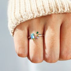 This personalized 1-5 kids birthstones ring for family is a perfect gift for a mother or grandmother, or for anyone who wants a reminder of their loved ones! It's fun to choose from 1 stone, 2 stones, 3 stones, 4 stones or 5 colored stones to represent all of the loved ones on Mother's day. Kids Birthstone Ring, Mother's Day Gift Birthstone Ring In Sterling Silver, Mother's Day Adjustable Sterling Silver Birthstone Ring, Adjustable Sterling Silver Birthstone Ring For Mother's Day, Personalized Cubic Zirconia Rings For Birthday, Silver Rings For Mother's Day Birthday Gift, Adjustable Cubic Zirconia Birthstone Ring Gift, Adjustable Sterling Silver Birthstone Ring Gift, Stackable Open Ring May Birthstone