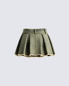 Flirt, and flaunt with this washed denim mini skirt 🖤 Featuring a pleated design, a frayed hem, and a high-waisted fit, this skirt is perfect for any baddie who wants to slay anywhere and everywhere they go 💅 High Waist Pleated Denim Skirt In Cotton, High Waist Cotton Denim Pleated Skirt, High Waist Pleated Cotton Denim Skirt, High-waist Cotton Pleated Denim Skirt, Chic Pleated Fitted Denim Skirt, Fitted Cotton Cutoff Mini Skirt, Fitted Cotton Cutoff Skirt, Chic Fitted Jean Shorts With Frayed Hem, Chic Skirt With Frayed Hem For Spring