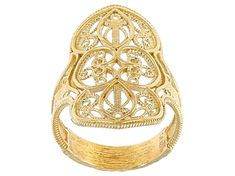 Artisan Collection Of Turkey™ 18K Yellow Gold Over sterling Silver Ring, Measures approximately 0.74"L x 1.02"W and is not sizeable. Gold Oval Rings With Decorative Band, Ornate Gold Jewelry With Decorative Band, Ornate Gold Signet Ring For Anniversary, Victorian Gold Rings In Sterling Silver, Victorian Sterling Silver Rings In Gold, Victorian Gold Sterling Silver Rings, Victorian Gold Open Ring, Victorian Style Gold Open Ring, Gold Filigree Ring In Sterling Silver