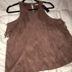 No Longer Has Tag Attached, Never Worn. Fringe Top, Suede Fringe, Pink Suede, Hollister Tops, Dusty Pink, Hollister, Womens Tops, Tank Tops, Full Service