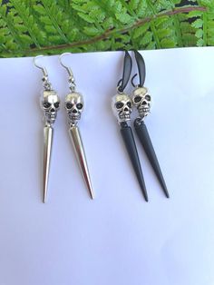 "Spooky Earrings, Horror Earrings, Skeleton Earrings, Scary Earrings, Trending Earrings, Halloween Gift, Dangle Earrings, Skeleton Gifts, Halloween Earrings, Novelty Earrings, Skeleton Jewelry, Gift For Women, Silver Earrings Available in a different colour and size, just contact me If you have any questions regarding this item, please hit the \"Ask a Question\" button next to the price and I will get back to you within 24 hours All products are 100% hand made, made with love especially for you" Edgy Handmade Halloween Earrings, Edgy Pierced Halloween Earrings, Edgy Handmade Earrings For Halloween, Edgy Halloween Pierced Earrings, Edgy Pierced Earrings For Halloween, Edgy Halloween Jewelry, Nickel-free Punk Halloween Earrings, Nickel-free Punk Earrings For Halloween, Punk Nickel-free Earrings For Halloween