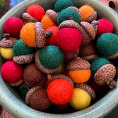 Felted Wool Acorns - Autumn Bowl Filler - Mellow Monkey Autumn Bowl, Felted Wool Acorns, Felted Wool Balls, Felted Acorns, Wool Balls, Bowl Fillers, Felted Wool, Gift Store, Wool Felt