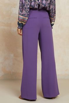 Tailored wide pants with a full length, available in smoky purple color. Pair with our smoky purple single button jacket (Style #2220014) for the complete polished look! Elegant Full-length Purple Bottoms, Elegant Full Length Purple Bottoms, Purple Straight Leg Pants For Fall, Purple Wide Leg Bottoms For Fall, Wide Leg Purple Bottoms For Fall, Elegant Wide Leg Purple Pants, Elegant Wide-leg Purple Pants, Elegant Purple Pants For Party, Elegant High-waisted Purple Pants