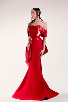 Off shoulder back bow tie mermaid dress - HerTrove Off-shoulder Mermaid Dress With Sweep Train For Gala, Red Off-shoulder Evening Dress With Fitted Bodice, Red Off-shoulder Dress With Sweep Train, Formal Red Fishtail Evening Dress, Red Floor-length Mermaid Evening Dress, Red Fishtail Evening Dress, Red Fishtail Dress For Gala, Red Fishtail Evening Dress For Formal Occasions, Red Fishtail Banquet Dress