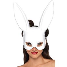 Women's Rabbit Mask | Horror-Shop.com Latex Bunny Mask, Bunny Mask Halloween Costume, 3d Printed Bunny Mask, White Masquerade Mask, White Rabbit Costumes, Rabbit Mask, Masquerade Halloween, Fancy Dress Ball, Mascaras Halloween