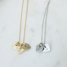 Simple Initial Necklac / Initial Heart Necklace / Personalized Heart Necklace / Delicate Initial Heart necklace / Gift idea / Gift for Mother / Gift for Best Friend / Wedding Gift / Bridesmaid Gift / Flower Girl Gift / Personalized Gift / Personalized Jewelry  ■ ITEM DETAILS: +Materials : ▶ Rhodium plated over brass, Gold burnish plated +Size : ▶ 8mm * 9mm +Chain Length ▶ If you want a chain length other than the option, please simply leave a note to me when you order. +This listing is for ONE necklace. Please select each option when order. ■ How to personalize 1. Select your quantity 2. Select the number of pendant 3. Select your color and length 4. Leave me the initial you want for each pendant 5. Choose uppercase or lowercase letters. Default is uppercase font. ■ FREE standard shipping Heart Pendant Charm Necklace For Best Friend Gift, Minimalist Personalized Heart Pendant Charm Necklaces, Minimalist Personalized Heart Pendant Charm Necklace, Personalized Dainty Heart Pendant Charm Necklace, Heart-shaped Engraved Charm Necklace For Best Friend, Engraved Heart Charm Necklace For Best Friend, Dainty Personalized Heart Pendant Charm Necklace, Hand Stamped Heart Pendant Charm Necklace For Valentine's Day, Customizable Heart-shaped Necklace For Best Friend