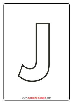 the letter j is for j coloring page with black and white lines on a white background