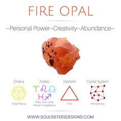 Metaphysical Healing Properties of Fire Opal including Chakra, Zodiac, Element and Crystal System by Soul Sisters Designs Book Of Shadows Inspiration, Opal Healing Properties, Pisces And Sagittarius, Crystal Cave, Crystal System