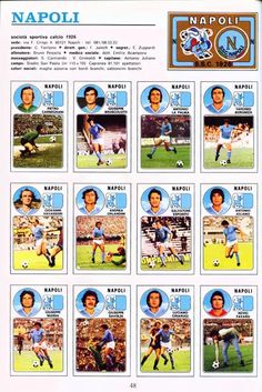 the stamp shows many different soccer players