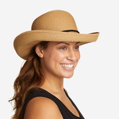 Complete your collection of summer accessories with this fun straw hat. The rolled brim keeps the sun out of your eyes while enlivening your everyday look. Pack it in any bag and take it on the go! Hat For Summer, Womens Fedora, Summer Hats For Women, Mens Bucket Hats, Summer Sun Hat, Sun Protection Hat, Sun Hats For Women, Eddie Bauer Women, Summer Accessories