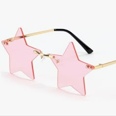 Brand New Festival Glasses Pink Star Glasses, Pink Star Sunglasses, Pink Rimless Sunglasses For Party, Star Shaped Glasses, Festival Glasses, Star Glasses, Star Sunglasses, Novelty Glasses, Sick Clothes