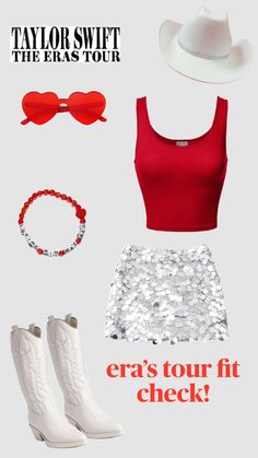 TAYLOR SWIFT ERAS TOUR OUTFIT IDEA (I AINT GOING BY THE WAY BUT SOMEOME CAN BUY ME TICKETS 😚🤗🤭😉😏#outfitinspo #challenge #preppy #preppy #inspo #cute #beauty #skincare #fyp #shuffles #like Red Taylor Swift Outfits Concert, Cute Era Tour Outfits, Bejeweled Taylor Swift Inspired Outfit, Preppy Taylor Swift Eras Tour Outfits, Easy Taylor Swift Outfit Ideas, Taylor Swift Aesthetic Clothing, Preppy Taylor Swift Outfits, Cool Eras Tour Outfits, Taylor Swift Concert Outfit Eras Tour Red