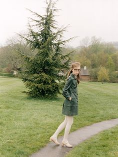 Photography by Venetia Scott.  Orla Kiely  Campaign shoot for AW 12 White Tights Outfit, Green Tights, Wool Tights, White Tights, Colored Tights