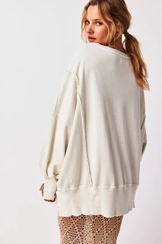 We The Free Camden Sweatshirt | Free People Camden Sweatshirt, Slouchy Sweatshirt, White Blouse Top, Tunic Shirt Dress, Floral Print Tunic, Embroidered Tunic Top, Summer Stuff, Free People Tunic, Free People Style