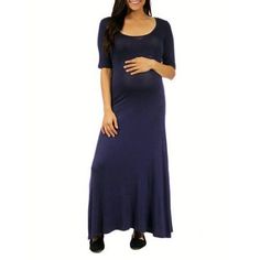 This stylish maternity maxi dress by 24/7 Comfort Apparel features a deep square neckline for a sensual but classy appeal and elbow sleeves, perfect for any body type. Slight stretch in construction and flaring bottom finish this dress with a chic, comfortable fit while remaining effortlessly fashionable. Easily dressed up or down, this versatile piece is perfect in any wardrobe. Color: Blue. Gender: female. Age Group: adult. Blue Maternity Maxi Dress, Maternity Maxi Dress In Solid Color, Fitted Square Neck Maternity Dress, Elegant Blue Maxi Maternity Dress, Elegant Solid Maternity Dress, Blue Maxi Length Maternity Dress, Elegant Blue Floor-length Maternity Dress, Maternity Stretch Maxi Dress, Stretch Maternity Maxi Dress