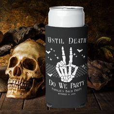 a beer can with a skull on it