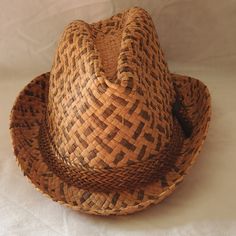 Straw Hats With Black Band Crown Height5.5" Brown Western Boater Hat With Wide Brim, Western Style Brown Wide Brim Boater Hat, Brown Wide Brim Western Boater Hat, Vintage Brown Wide Brim Panama Hat, Vintage Brown Fedora Panama Hat, Brown Straw Panama Hat With Curved Brim, Western Brown Boater Hat With Curved Brim, Brown Brimmed Straw Panama Hat, Brown Brimmed Boater Hat For Country Events