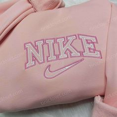 Nike Inspired Embroidered Shirt, Nike Logo Embroidered Hoodie, Best Gifts for Friends Sporty Hoodie With Embroidered Logo For Loungewear, Hooded Sweatshirt With Embroidered Logo For Loungewear, Trendy Hooded Sweatshirt With Letter Embroidery, Streetwear Fleece Hoodie With Letter Embroidery, Streetwear Hoodie With Letter Embroidery In Fleece, Long Sleeve Sweatshirt With Embroidered Patch For Streetwear, Embroidered Patch Cotton Sweatshirt For Streetwear, Pink Long Sleeve Hoodie With Embroidered Logo, Embroidered Cotton Sweatshirt For Streetwear