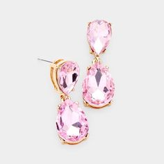 Pink Crystal Double Teardrop Gold EarringsItem: EarringsVendor: Sparkle ArmandColor : Pink, Gold Size : 0.5" W, 1.25" L Fastening: Post BackMetal: Alloy, Lead & Nickle FreeMaterial: Crystal teardrop Theme: Evening, Prom, Pageant, Bridal Monster High Inspired Outfits, Pageant Jewelry, Pageant Earrings, Vacation Vibes, Circle Earrings, Pink Crystal, Inspired Outfits, Beach Dresses, Huggies Earrings