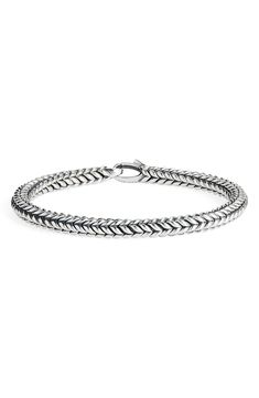 Sterling silver. 6mm width. Push-clasp closure. Imported. Style Name:David Yurman Chevron Bead Bracelet. Style Number: 6058446. Available in stores. Yurman Bracelet, David Yurman Bracelet, Triple Wrap Bracelet, David Yurman Jewelry, Chevron Bracelet, Mens Bracelet Silver, Mens Beaded Bracelets, Latest Jewellery, Blue Bracelet