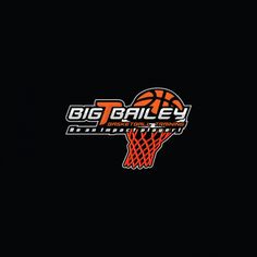 the big bally basketball team logo is shown on a black background with an orange and white hoop