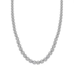 Elevate your style and make a statement of distinction with 10k White Gold 3 Carat T.W. Diamond Necklace. Click on this JEWELRY & WATCHES GUIDE to learn about fit, styles, materials and more! Elevate your style and make a statement of distinction with 10k White Gold 3 Carat T.W. Diamond Necklace. Click on this JEWELRY & WATCHES GUIDE to learn about fit, styles, materials and more! FEATURES 13.00-mm height Metal: 10k white gold Plating: rhodium Finish: polishedDIAMOND DETAILS Total weight: 3 ct. Color grade: I Clarity: I3 Shape: round brilliant Gemstones may have been treated to enhance their appearance. Special care may be required. Please visit our Gemstone Treatment & Special Care Guide for more information. Diamond weights are approximate. Diamond Total Weights may vary between .01 and Platinum Diamond Cut Round Bridal Necklace, Round Platinum Bridal Necklace With Diamond Cut, Platinum Bridal Necklace With Diamond Cut, Platinum Bridal Necklace With Diamond Accents, Formal Round Platinum Bridal Necklace, Luxury Diamond White Tennis Necklace With Pave Setting, Silver Tennis Necklace With Pave Setting For Formal Occasions, Formal Silver Tennis Necklace With Pave Setting, Classic Bridal Necklace In Platinum With Diamond Cut