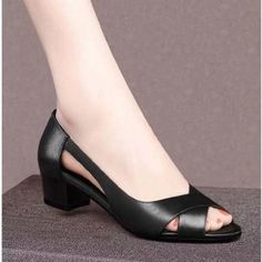 Yyvonne Leather Women Shoes Comfortable Ladies Mid Heel Sandals Hollow Peep Toe Square Heel Sandals Woman Footwear tacones mujer Sandals Woman, Dress Tutorial, Mid Heel Sandals, Womens Summer Shoes, Boots Women Fashion, Block Heel Sandals, Leather Shoes Woman, Shoes Comfortable, Classic Casual