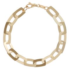 This stunning Italian made oval flat link bracelet is crafted with beautiful 14k yellow gold. The detail puts a modern twist on a classic style with the unique shape and polish of each flat link. Like every piece from our Toscano Collection, this 7.5-inch bracelet showcases the best of Italian design and artistry for style made to wear and love every day. Modern Tarnish-resistant Oval Link Bracelets, Modern Tarnish-resistant Oval Link Bracelet, Modern Oval Link Chain Bracelets, Modern Link Chain Bracelet For Formal Occasions, Modern Chain Link Bracelet, Modern Gold-tone Bracelets With Polished Finish, Metal Chain Bracelet With Rectangular Links And Polished Finish, Modern Oblong Jewelry With Polished Finish, Chic Yellow Gold Bracelet With Solid Links