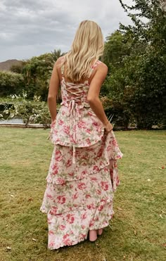 Lady Corset Dress ~ Garden Romantic Flowey Prom Dress, Spring Corset Dress, Frill Prom Dress, Floral Layered Dress, Summer Floral Wedding Guest Dress, Floral Tiered Prom Dress, Tea Party Formal Dress, Cottage Prom Dress, Bridgerton Bridal Shower Dress