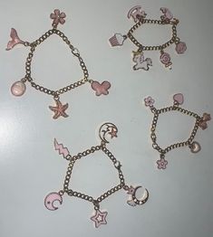 Cute little charm bracelets for your little one ✨ Cute Charm Bracelet With Dangling Charms As Gift, Cute Nickel-free Charm Bracelet For Friendship, Cute Charm Bracelets For Gifts, Cute Charm Bracelets As Gifts, Cute Bracelets With Charms As Gifts, Trendy Pink Beaded Bracelets With Charms, Pink Metal Novelty Jewelry, Novelty Pink Metal Jewelry, Cute Dangle Charm Bracelet