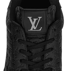 LOUIS VUITTON® - Rivoli Sneaker - Black Louis Vuitton Rivoli Sneaker, Luxury Black Sneakers With Embossed Logo, Luxury Black Sneakers With Perforations, Monogram Pattern, Louis Vuitton Official, Sneakers Men Fashion, Sneaker Collection, Black Sneaker, Men's Collection