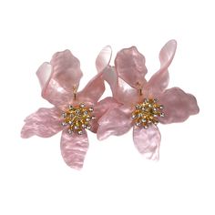 Glam up with these fabulous statement earrings. These earrings measure 3" post / pierced. Ships within 2-3 business days. Amazon Flowers, Flower Statement Earrings, Flower Lei, Pink Lifestyle, Artsy Photos, I Believe In Pink, Earrings Acrylic, Chic Flowers, Pink Acrylic