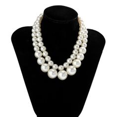 Women's Exaggerated Big Pearl Grace Clavicle Chain Necklaces – Nutricaodiaria Party Pearl Necklace With Alloy Chain, Party Pearl Chain Necklace In Alloy, Party Alloy Pearl Chain Necklace, Pearl White Necklace With Chain For Party, Pearl White Chain Pearl Necklace For Party, Pearl White Pearl Necklace With Chain For Party, Elegant Pearl Necklace For Party, Long Pearl Pendant Necklace For Parties, White Pearl Necklace With Alloy