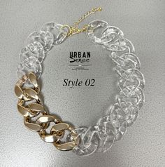 Gold and Transparent Clear Acrylic Chunky Chain Link Statement Necklace,  - Stone material:  Resin, Acrylic  - Necklace Length: approx. 45.72cm (18") with 7cm(2.75" )extension There might be a little difference of the colors due to the camera or light. All jewelry comes in a gift box with my brand logo. Carefully shipped in a bubble wrap mailer. This jewelry will be gift-wrapped in an elegant gift box and shipped to you via registered mail (with tracking number) in a protective bubbled bag. I ca Clear Glass Necklaces For Party, Elegant Plastic Jewelry For Parties, Plastic Round Jewelry For Parties, Round Plastic Party Jewelry, Trendy Chain Link Necklaces For Party, Party Jewelry With Gold Chain And Glass, Trendy Chain Link Necklace For Party, Party Jewelry With Glass And Gold Chain, Party Gold Chain Glass Jewelry